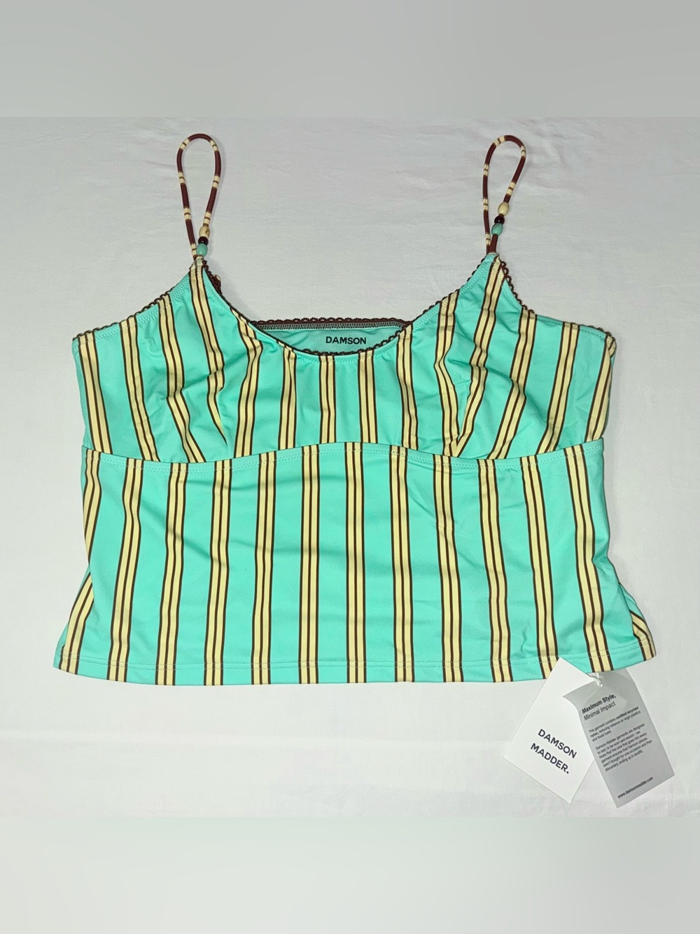 DAMSON MADDER TRUDI TANKINI TOP - MINT STRIPE PRINT - Picture 2 of 16